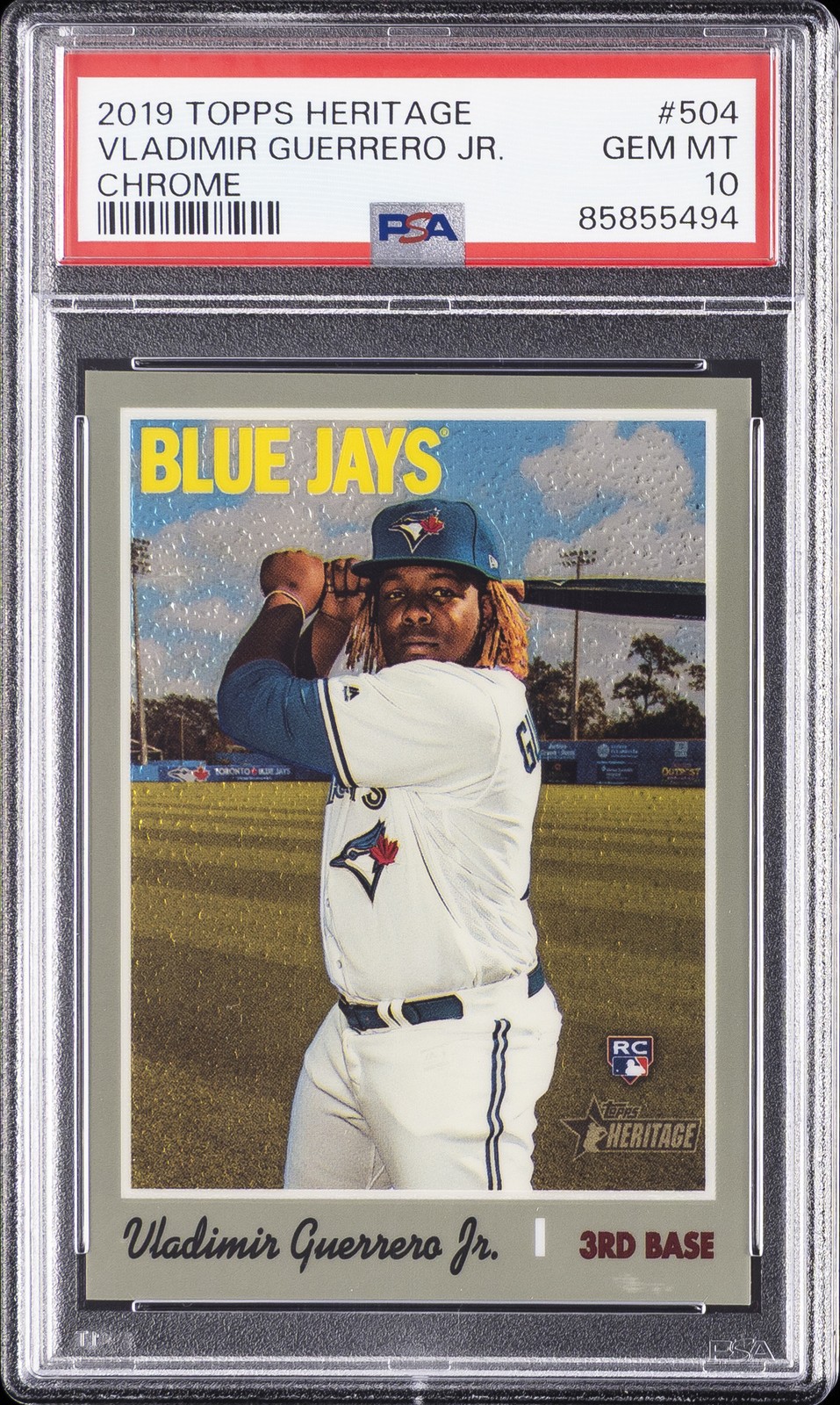 2019 TOPPS HERITAGE CHROME #504 VLADIMIR GUERRERO JR. ROOKIE RC 578/999 PSA 10