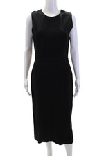 Stella McCartney Womens Crew Neck Zip Back Sleeveless Shift Dress Black Size 8