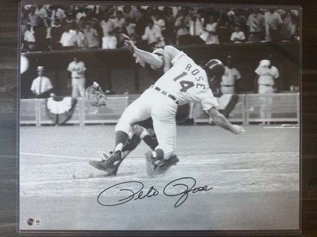 PETE ROSE CINCINNATI REDS SIGNED AUTO HOME PLATE 16X20 PHOTO BGS AUTOGRAPHED D