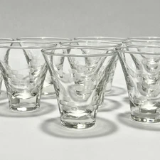 9 Vintage Libbey Symphony Cocktail Glasses Flat Tumblers Etched Checks 3-1/8”