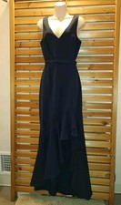 ELIZA J Long Blue Size 10 DRESS Party Cocktail Event Cruise Belted Fit Flare