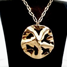 Napier Vintage Gold Tone Abstract Modernist Pendant Necklace Signed Statement
