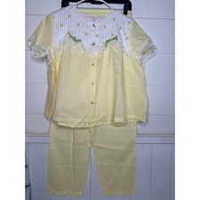 Lady Weldon New Vintage 2-Pc Yellow Pajama Set 65 Poly/35 Cotton Size 36 MED