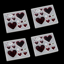 3Pcs Heart Earring Resin Mold for DIY Craft, Cavity Heart Silicone Mold for Keyc