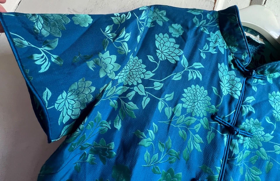 MONSOON Top 16 Silk Blue & Turquoise Oriental Style Kimono Tunic - Image 4 of 4