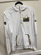 Nike NFL Super Bowl 50 On-Field White Half-Zip Hooded Jacket Windbreaker M
