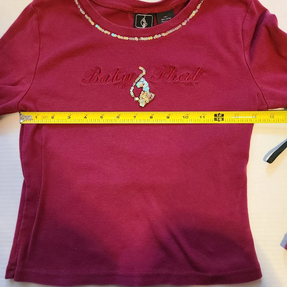 Vintage Y2K Baby Phat Girlz Long Sleeve Tee Size XL Magenta - Image 3 of 4