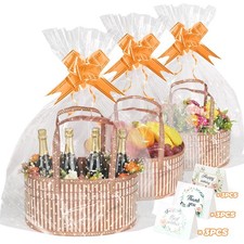 3 Set Foldable Baskets for Gifts Empty, Large Reusable Woven Gift Basket Kit ...