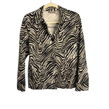 Chico's Jacket Women's Small Zebra Print Stripes Black Tan Chicos 0