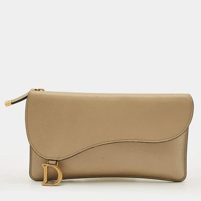 Dior Saddle Cosmos Geldbörse mit Reißverschluss Beige Leder Continental - Bild 1 von 4