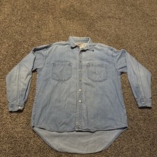 Vintage Levi's Strauss Denim Shirt Mens Size Large Button Green Label Red Tag