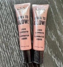 NYX Born To Glow Liquid Illuminator ~ Gleam ~ Travel Size New Sealed - Lot of 2