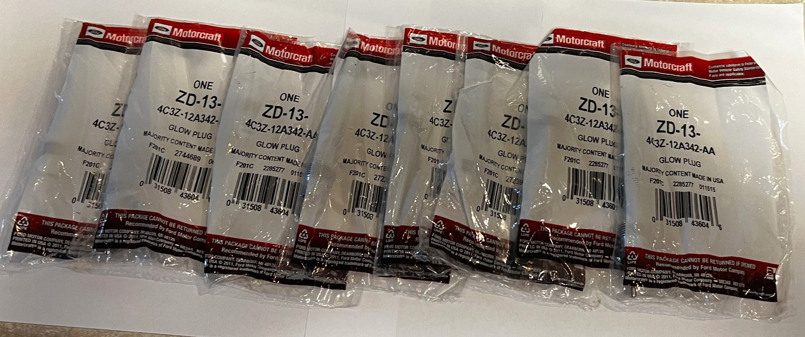 New Old Stock ZD-13 Set of 8 OEM Glow Plugs 4C3Z-12A342-A ZD13  SHIPS FREE 