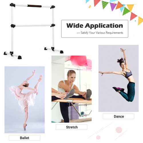 Freestanding Ballet Barre Adjustable Double Stretching Dance Bar Silver - Picture 8 of 10