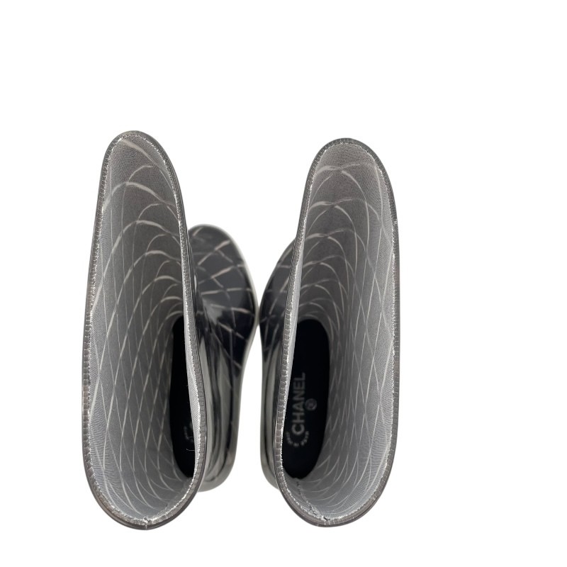 Chanel Matelasse Quilted Rain Boots Black Size 37 US About7 For Women thumbnail 6