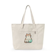 Stay Curious Tote  Cat Illustration Canvas Tote