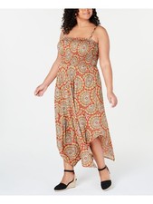LOVE SQUARED Womens Sheath Maxi Dress Yellow Spaghetti Strap Square Neck Plus 2X