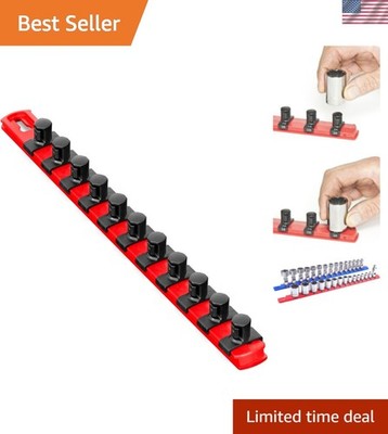 Ernst 13-Inch Socket Organizer with 11 Twist Lock Clips - Maximize Storage Space
