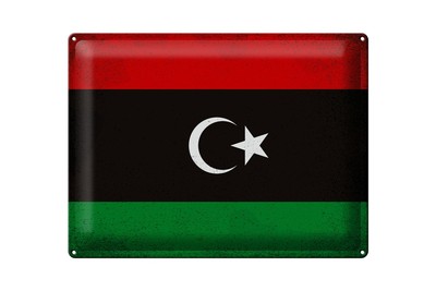 mrdeco Metall Schild 30x40cm Flagge Libyen Flag of Libya Vintage Blechschild