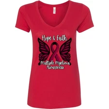 Inktastic Multiple Myeloma Cancer Awareness Hope & Faith Women's V-Neck T-Shirt