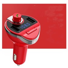 T20 Handsfree Bluetooth Car Kit FM Transmitter Car Charger USB Music Player Red