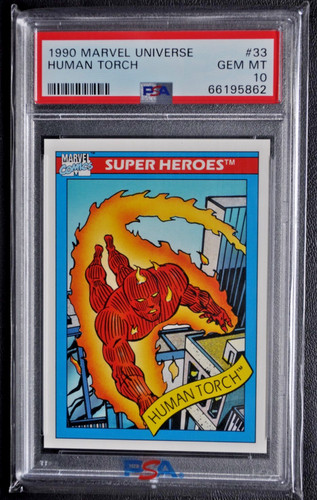 1990 Marvel Universe 1, #33 Human Torch, PSA Graded 10 (Gem Mint ).