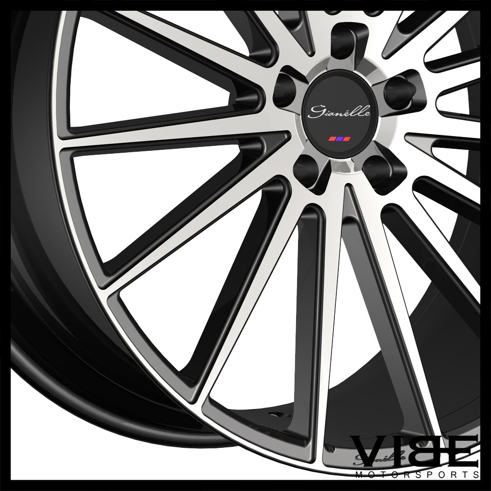 22" GIANELLE VERDI MACHINED BLACK CONCAVE WHEELS RIMS FITS BENTLEY CONTINENTAL