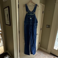 Liberty Blue Denim Bib Overalls w/ Green Zip Pocket Coveralls 36x32 Halloween