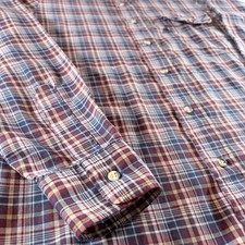 Vintage Levis Plaid Shirt Mens Medium Blue Red Long Sleeve Button Down USA Made