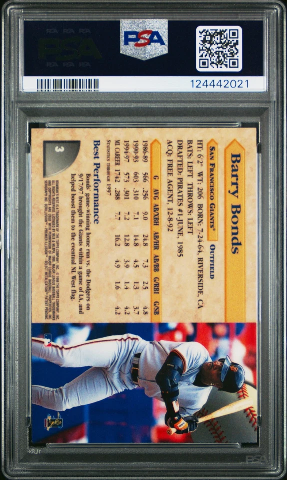 1998 Bowman'S Best #3 Barry Bonds PSA 9 - Image 2 of 2