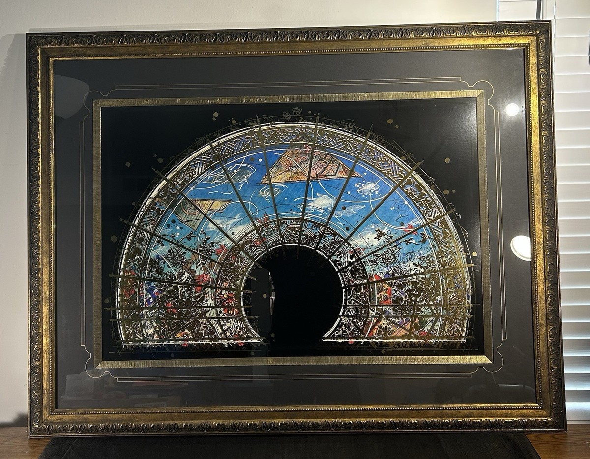 William Gatewood “Lotus Fan” Postmodern Framed Art Print 51”x39