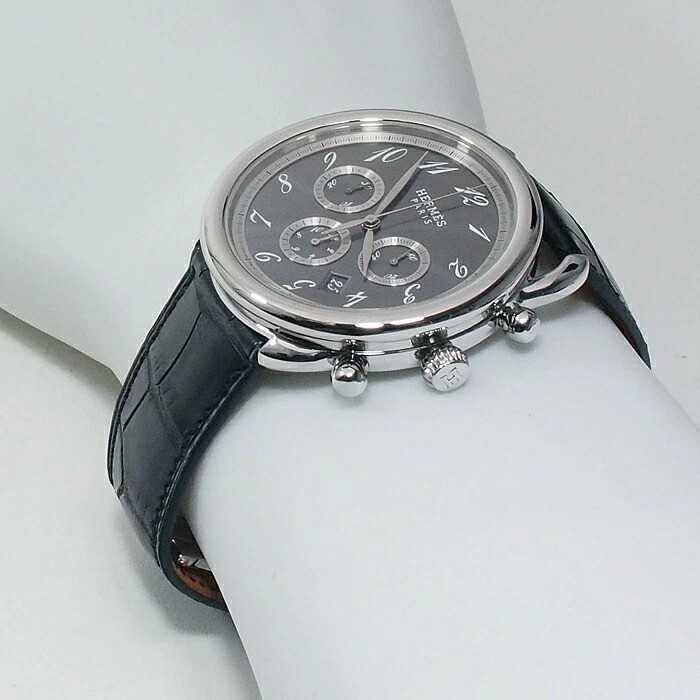 HERMÈS Cronografo HERMES Arceau AR4.910 SS quadrante grigio cassa automatica misura 4 3 cm