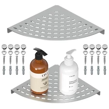 2 Pack Corner Shower Shelves 304 Stainless Steel Shower Corner Shelf Brushed ...