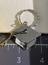 Silvertone Graduation Cap Novelty Souvenir Keyring