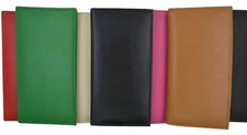 Leather Basic Checkbook Cover Holder Slim Plain Mens Womens Many Colors New