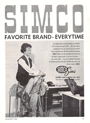 Secretary Side Saddle at the Office Simco Saddle & Leather Vtg Magazine Print Ad
