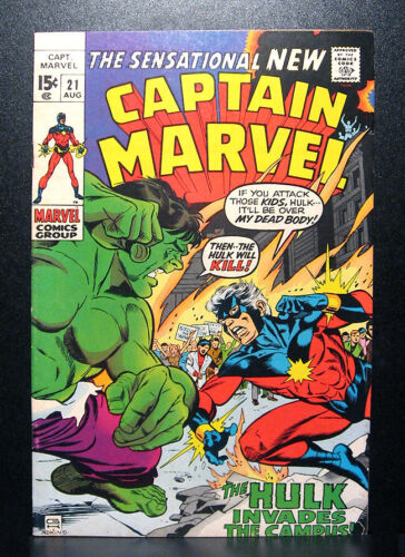 COMICS: Marvel: Captain Marvel #21 (1970), 1st Hulk & Captain Marvel battle - Picture 1 of 1
