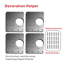 Hinge Repair Plate,Stainless Steel Fix The Hinge Side Plate Repair Piece-4pc-PRO