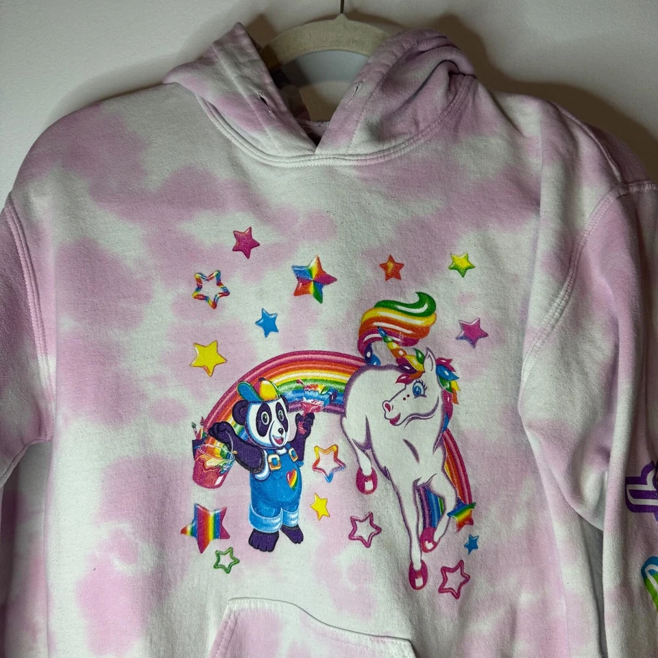 RARE Lisa Frank Pink Tie Dye Hoodie Juniors? XS Pink Tye Dye 2017 Hot Topic READ - Image 2 of 4