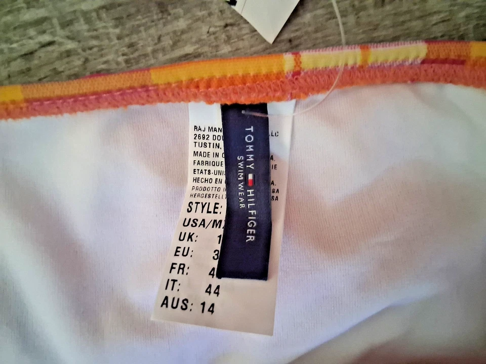 NUEVO Traje de baño Tommy Hilfiger con falda a cuadros parte inferior de bikini mediano 12 Foto 4 de 4