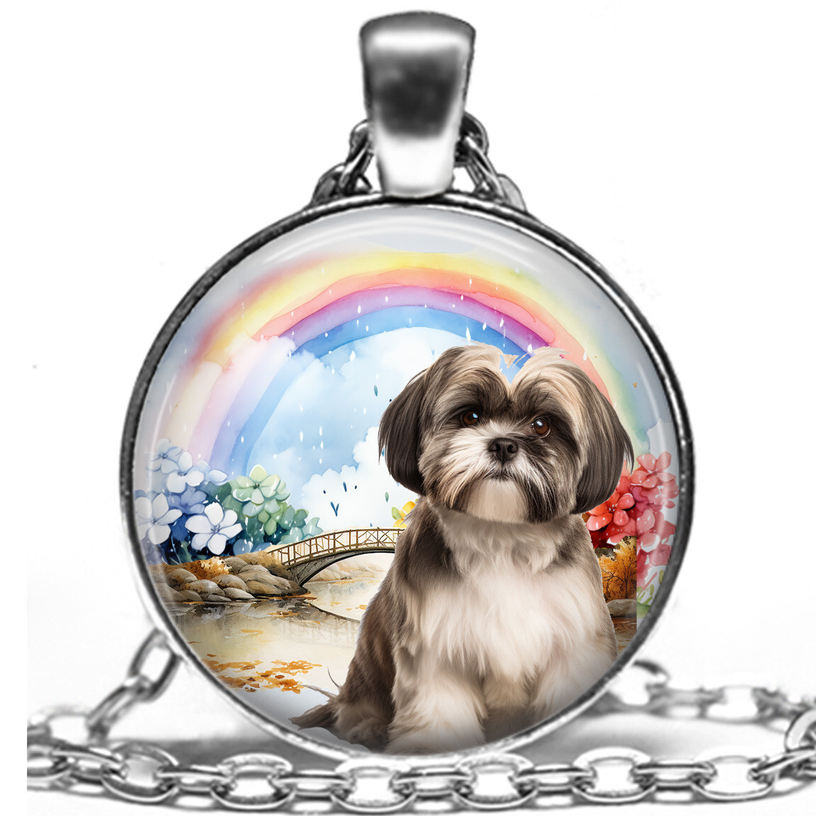 【honkyo】Big Pendant D.O.G Necklace Diamond Pavé Heart Dog Tag Pendant in Yellow Gold, 16