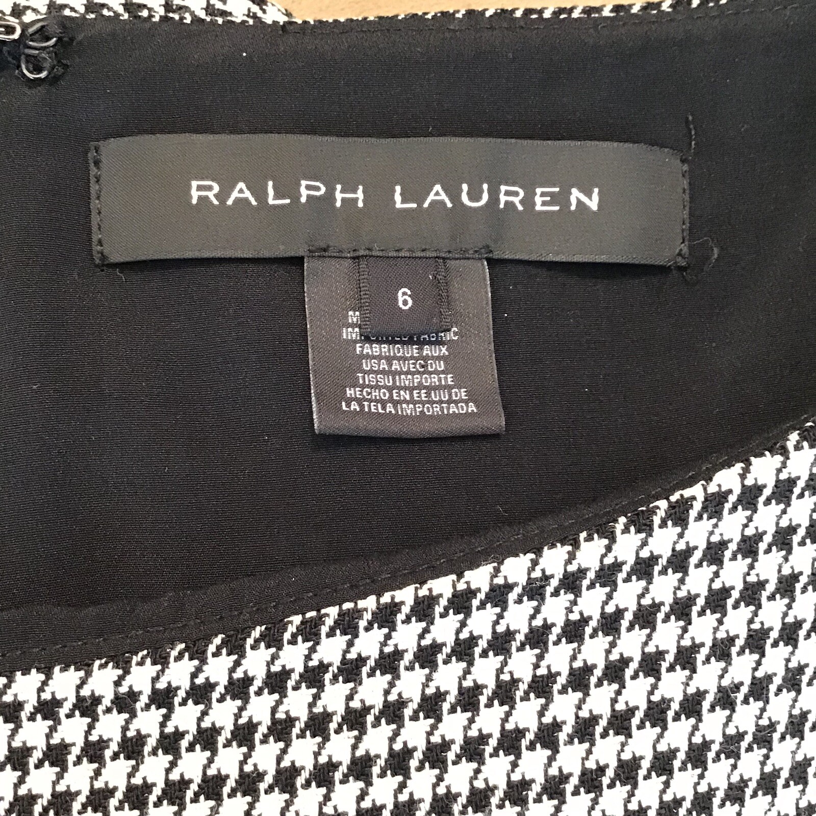 Ralph Lauren Black Label Dress 6 Black White Houndstooth Wool Shift Women’s $2K image 8