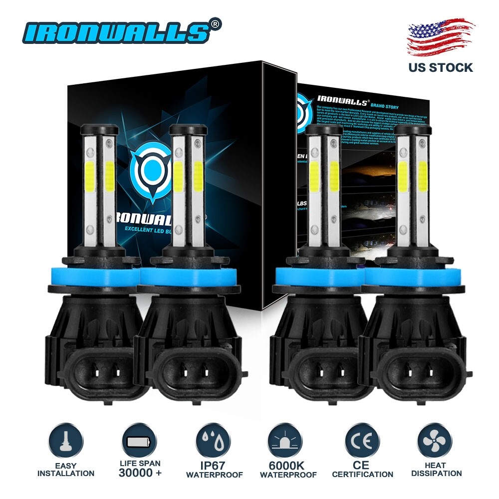 4x H9 H11 LED HID Faros Bombillas 6000K Super Blanco Para Kawasaki