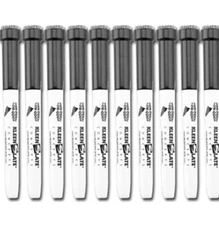 NEW Kleen Slate 10-Pack ALL BLACK Dry-Erase Markers with Eraser Caps, Whiteboard