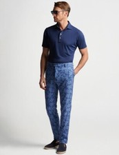 Peter Millar Men's Size 35 x 34 Pants Surge Floral Blue Pearl MS23XB01FB NEW