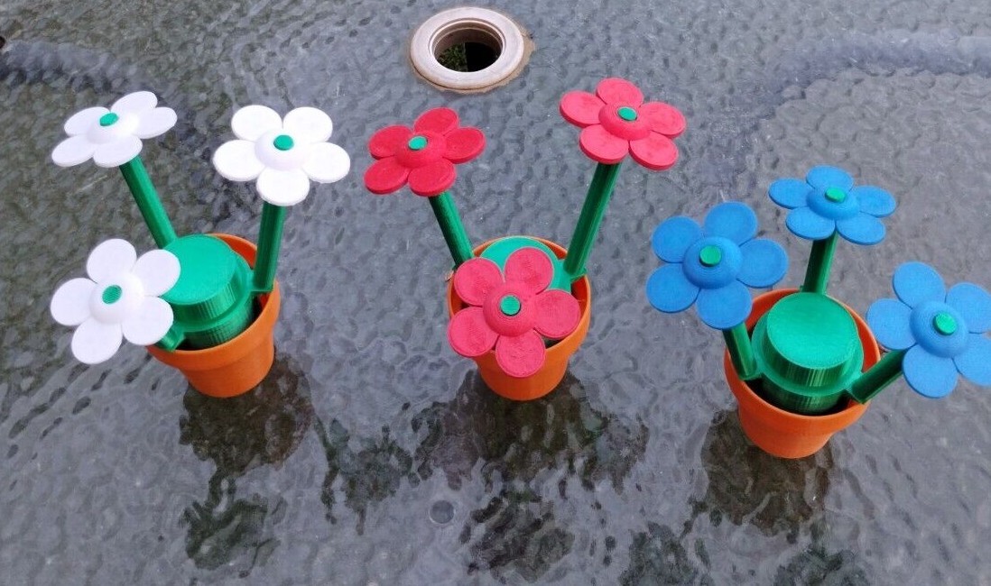 Giant Lego Themed Inspired Flower With Pot 3D Printed Blocked Brick