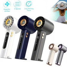 Adjustable Mini Handheld Fan - 3000mAh Rechargeable Battery, LCD Digital Display