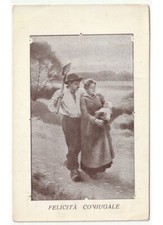 arte in cartolina - padre madre figlio neonato strada di campagna