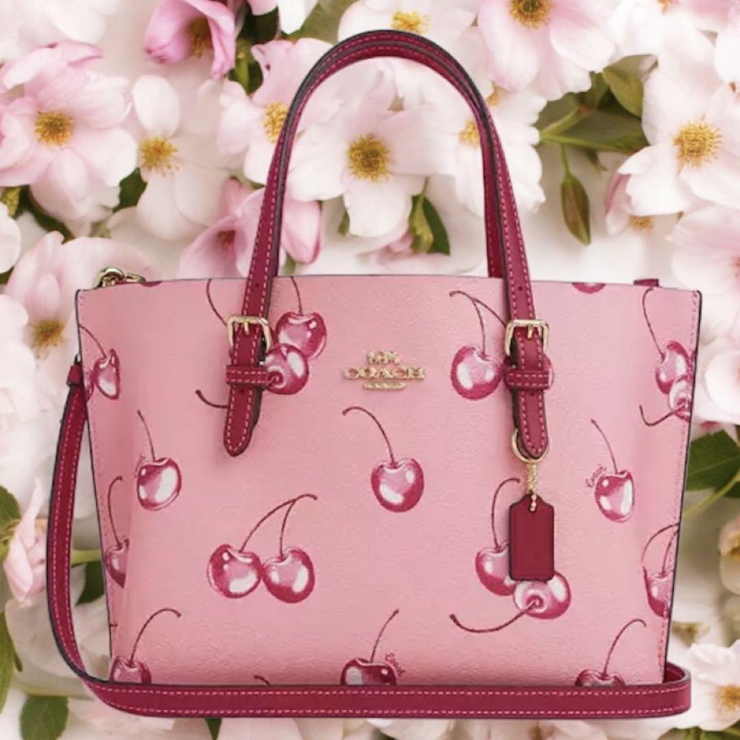 Coach Mollie Tote 25 With Cherry Print CR293 New Pink | eBay