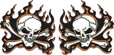 3in X 3in Orange Flame Skull Vinyl Stickers Laptop Car Vehicle Bumper Decal